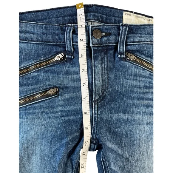 Rag & Bone Skinny Ankle Jeans, Zipper Detail, Stretch, Medium Wash - Size 26 - Picture 9 of 16